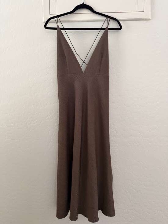 Dresses & Skirts - V-Neck Spaghetti Strap Maxi Dress in Brown/Black
